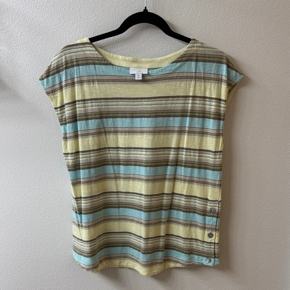 J. Jill Striped Short Sleeve Top in Yellow and Blue - Picture 3 of 5